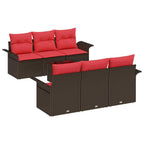 Conjunto de sofá de jardín 7 pcs Marrón ratán sintético