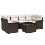 Conjunto de sofá de jardín 7 pcs Marrón ratán sintético