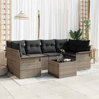 Conjunto de sofá de jardín 7 pcs Gris Claro ratán sintético