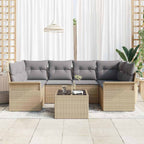Conjunto de sofá de jardín 7 pcs Beige Poliratán