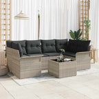 Conjunto de sofá de jardín 7 pcs Gris Claro ratán sintético