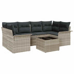 Conjunto de sofá de jardín 7 pcs Gris Claro ratán sintético
