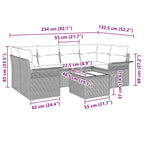 Conjunto de sofá de jardín 7 pcs Negro Poliratán