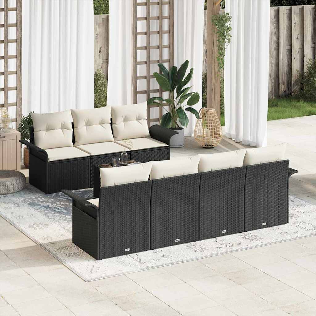 Conjunto de sofá de jardim 8 peças em vime sintético castanho