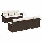 Conjunto de sofá de jardín 8 pcs Marrón ratán sintético