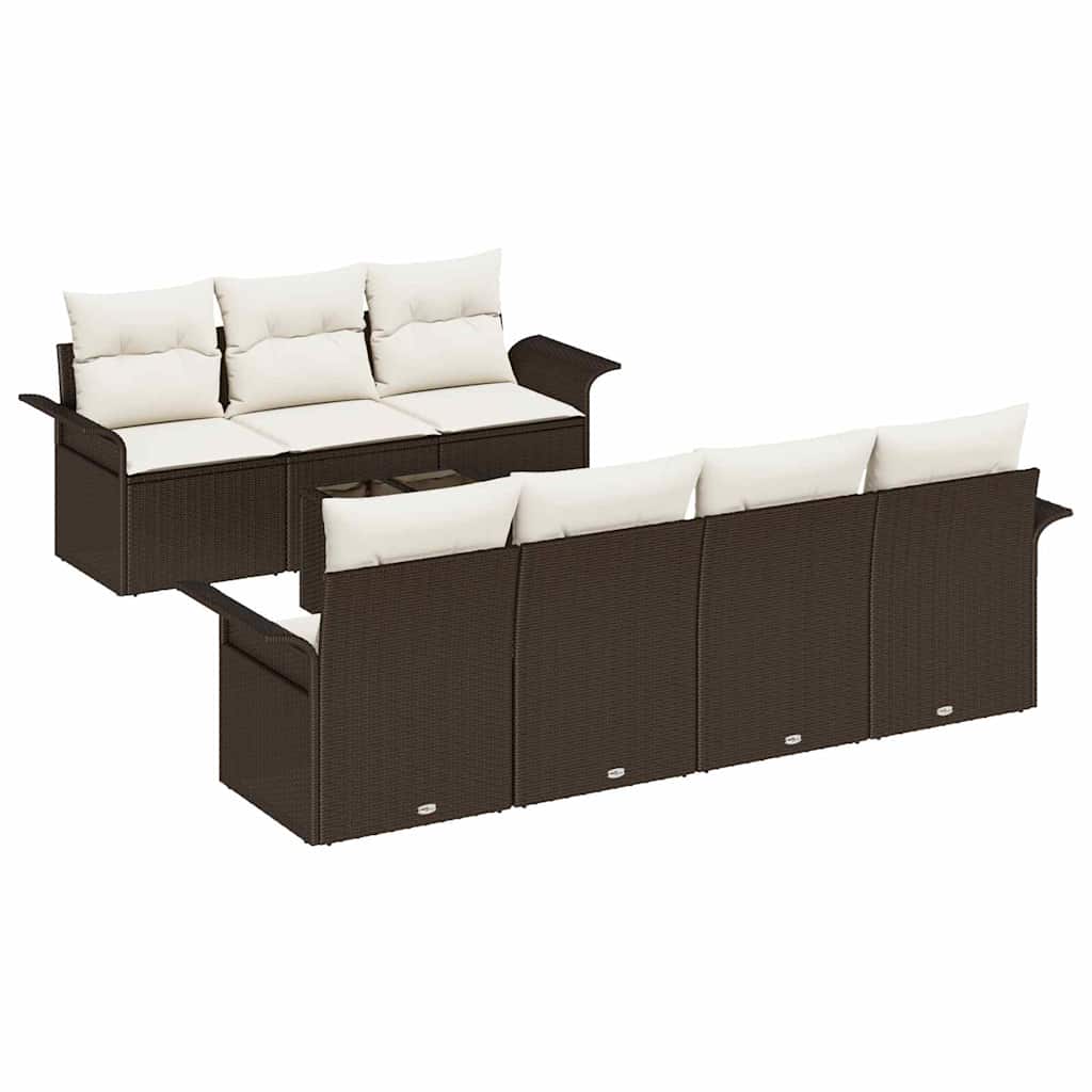Conjunto de sofá de jardín 8 pcs Marrón ratán sintético