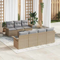 Conjunto de sofá de jardín 8 pcs Beige ratán sintético