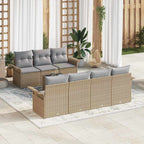 Conjunto de sofá de jardín 8 pcs Beige ratán sintético