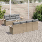 Conjunto de sofá de jardín 8 pcs Beige ratán sintético
