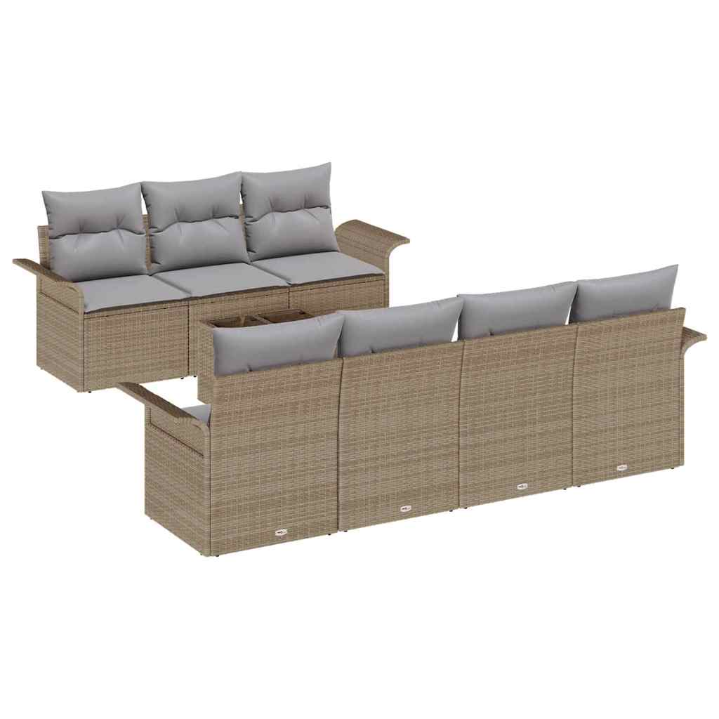 Conjunto de sofá de jardín 8 pcs Beige ratán sintético