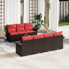 Conjunto de sofá de jardín 8 pcs Marrón ratán sintético