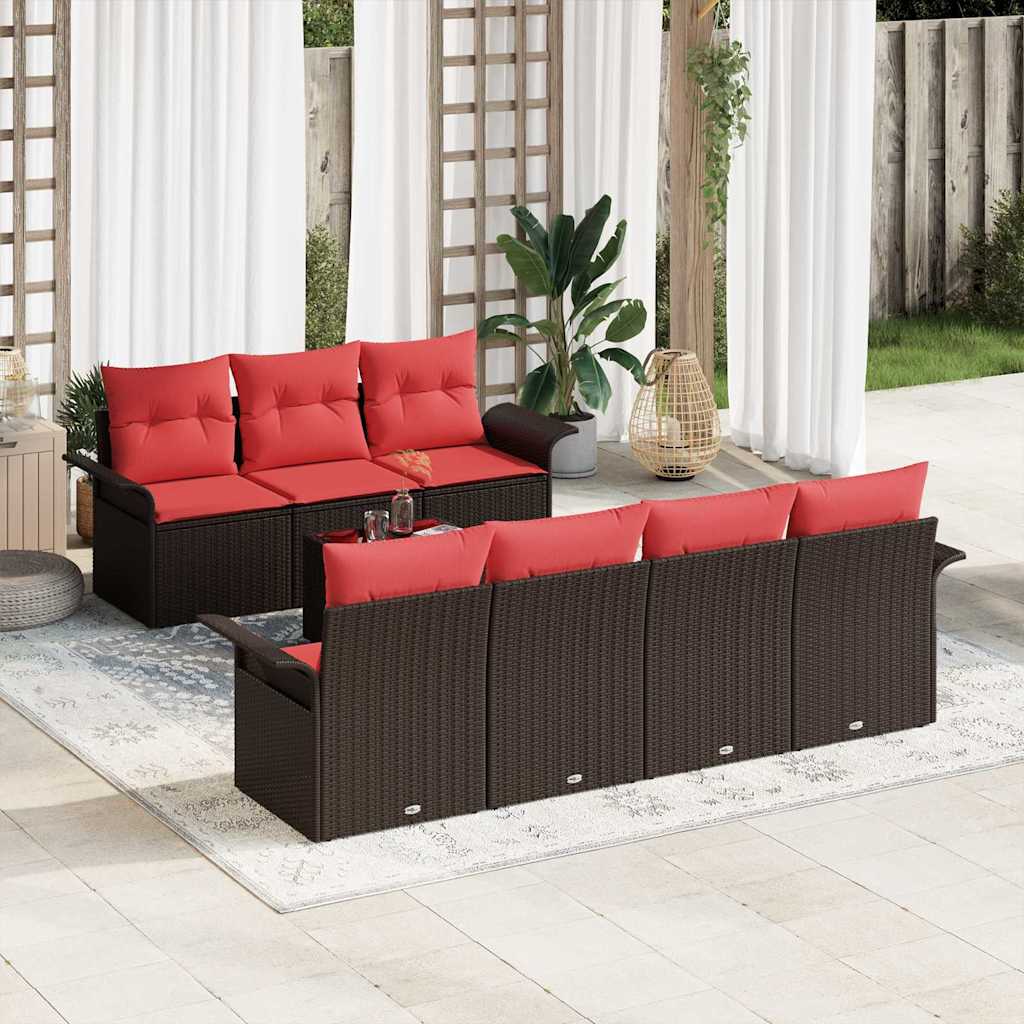 Conjunto de sofá de jardín 8 pcs Marrón ratán sintético