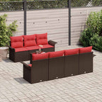 Conjunto de sofá de jardín 8 pcs Marrón ratán sintético