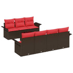 Conjunto de sofá de jardín 8 pcs Marrón ratán sintético