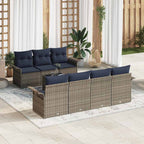Conjunto de sofá de jardín con cojín 8 pcs Gris ratán sintético
