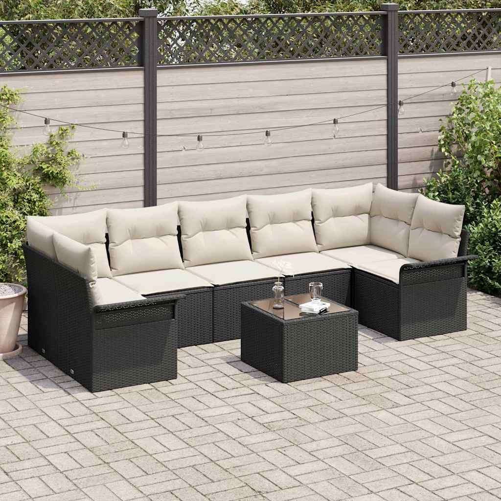 Conjunto de sofá de jardín 8 pcs Beige ratán sintético