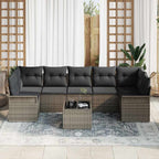 Conjunto de sofá de jardín con cojín 8 pcs Gris ratán sintético