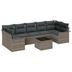 Conjunto de sofá de jardín con cojín 8 pcs Gris ratán sintético
