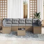 Conjunto de sofá de jardín 8 pcs Beige ratán sintético