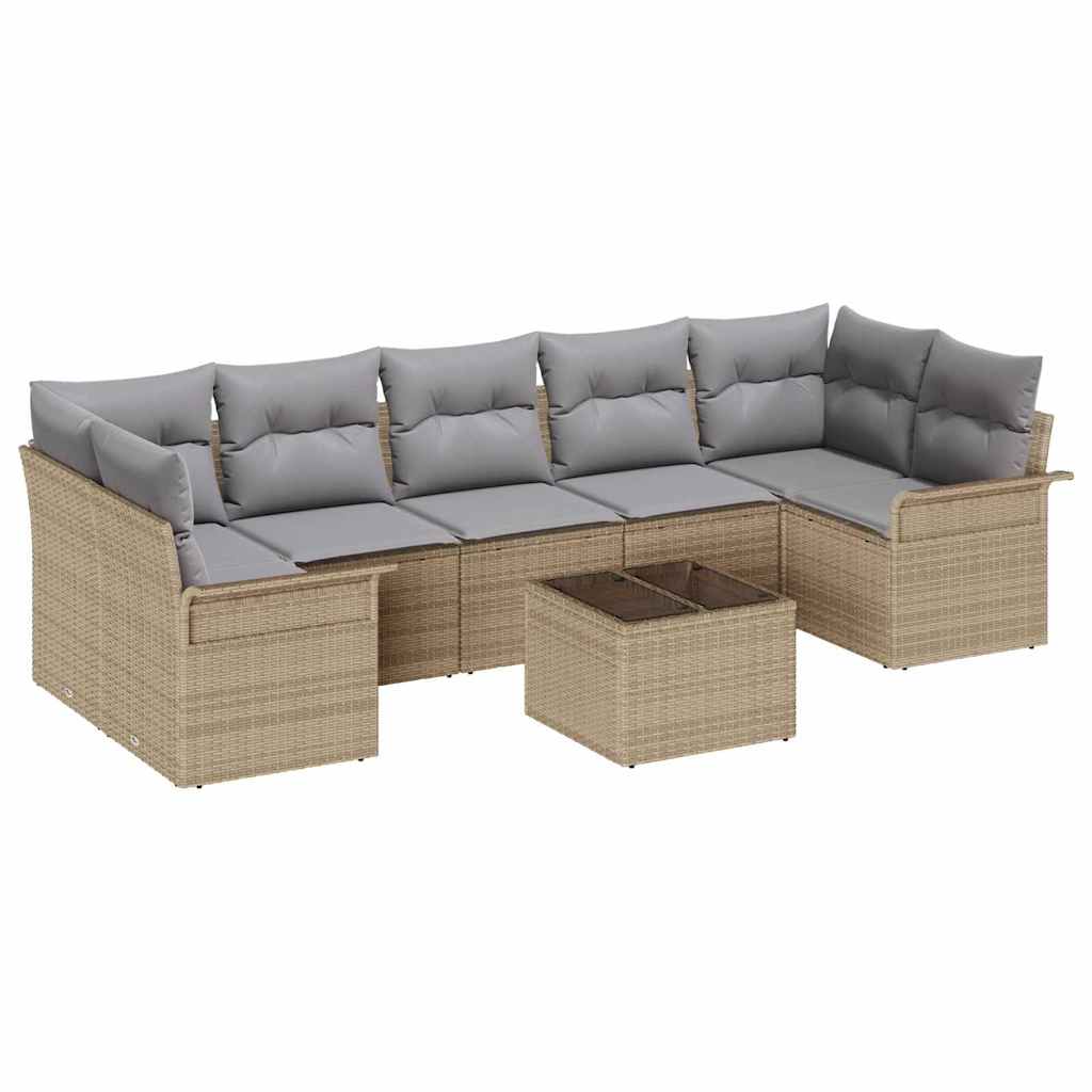 Conjunto de sofá de jardín 8 pcs Beige ratán sintético
