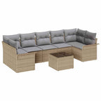 Conjunto de sofá de jardín 8 pcs Beige ratán sintético