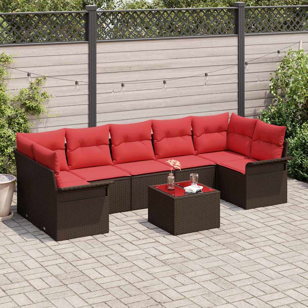 Conjunto de sofá de jardín 8 pcs Gris ratán sintético