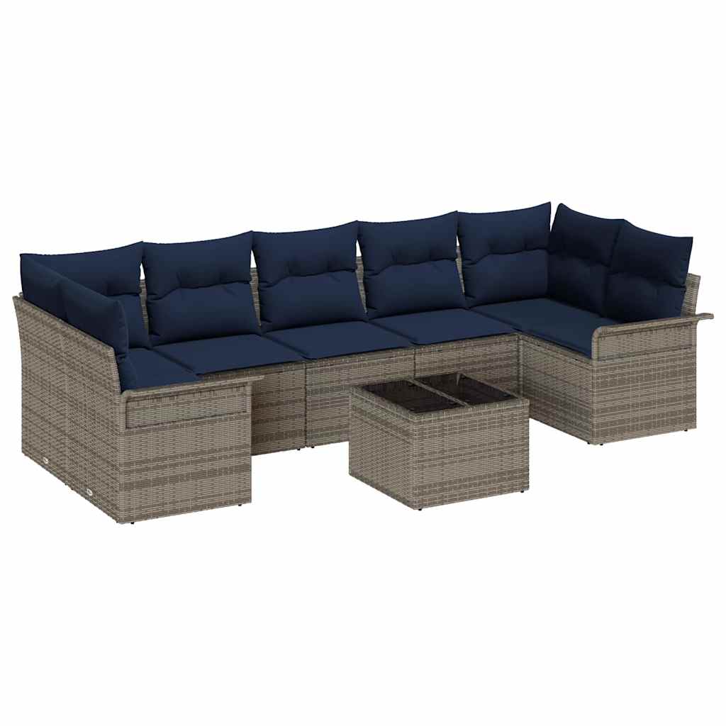 Conjunto de sofá de jardín 8 pcs Gris ratán sintético