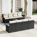 Conjunto de sofá de jardín 9 pcs Negro Poliratán