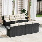 Conjunto de sofá de jardín 9 pcs Negro Poliratán