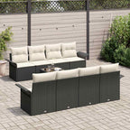Conjunto de sofá de jardín 9 pcs Negro Poliratán