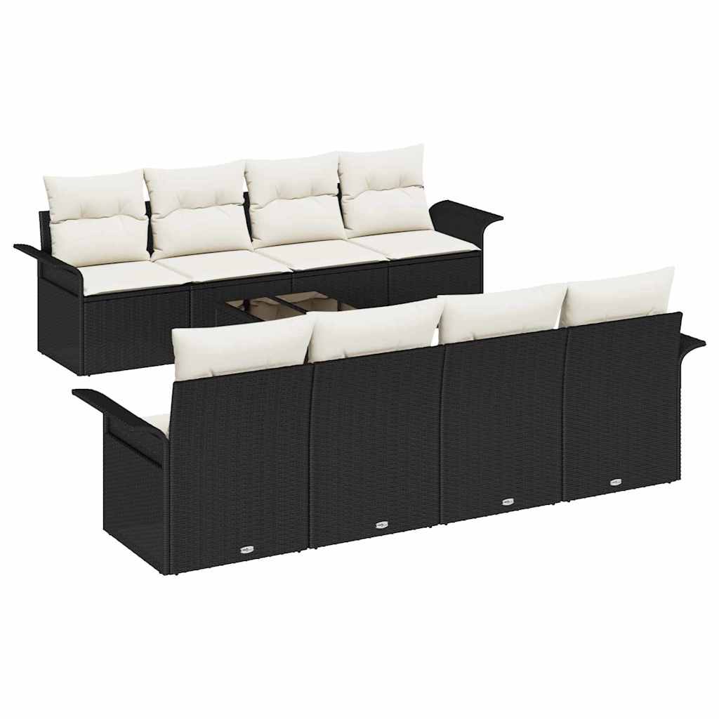 Conjunto de sofá de jardín 9 pcs Negro Poliratán