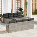 Conjunto de sofá de jardín 9 pcs Gris Claro Poliratán