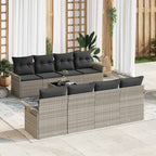 Conjunto de sofá de jardín 9 pcs Gris Claro Poliratán