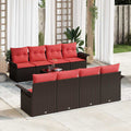 Conjunto de sofá de jardín 9 pcs Marrón ratán sintético