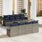Conjunto de sofá de jardín con cojín 9 pcs Gris ratán sintético