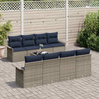 Conjunto de sofá de jardín con cojín 9 pcs Gris ratán sintético