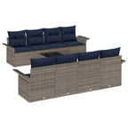 Conjunto de sofá de jardín con cojín 9 pcs Gris ratán sintético