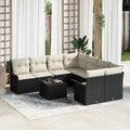 Conjunto de sofá de jardín 9 pcs Negro Poliratán