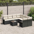 Conjunto de sofá de jardín 9 pcs Negro Poliratán
