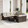 Conjunto de sofá de jardín 9 pcs Marrón Poliratán