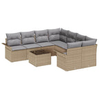Conjunto de sofá de jardín 9 pcs Beige Poliratán