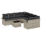 Conjunto de sofá de jardín 9 pcs Gris Claro Poliratán