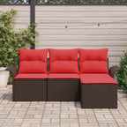 Conjunto de sofá de jardín 4 pcs Marrón ratán sintético