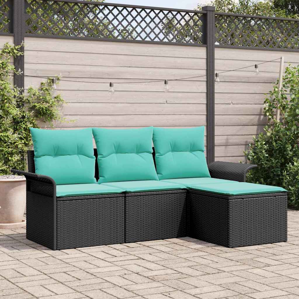 Conjunto de sofá de jardín 4 pcs Marrón ratán sintético