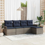 Conjunto de sofá de jardín con cojín 5 pcs Gris ratán sintético