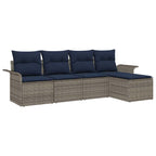 Conjunto de sofá de jardín con cojín 5 pcs Gris ratán sintético