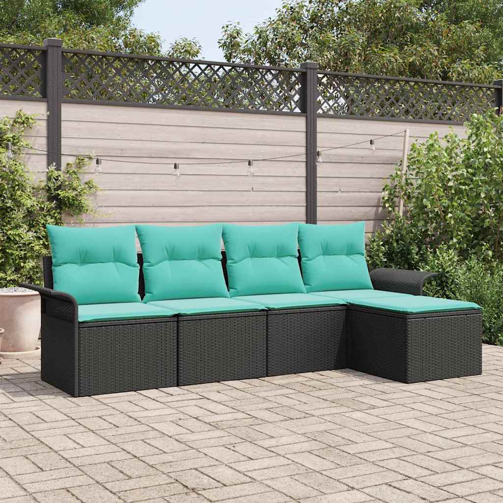 Conjunto de sofá de jardín 5 pcs Marrón ratán sintético