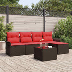 Conjunto de sofá de jardín 6 pcs Marrón ratán sintético