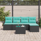 Conjunto de sofá de jardín 6 pcs Negro ratán sintético