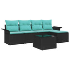 Conjunto de sofá de jardín 6 pcs Negro ratán sintético